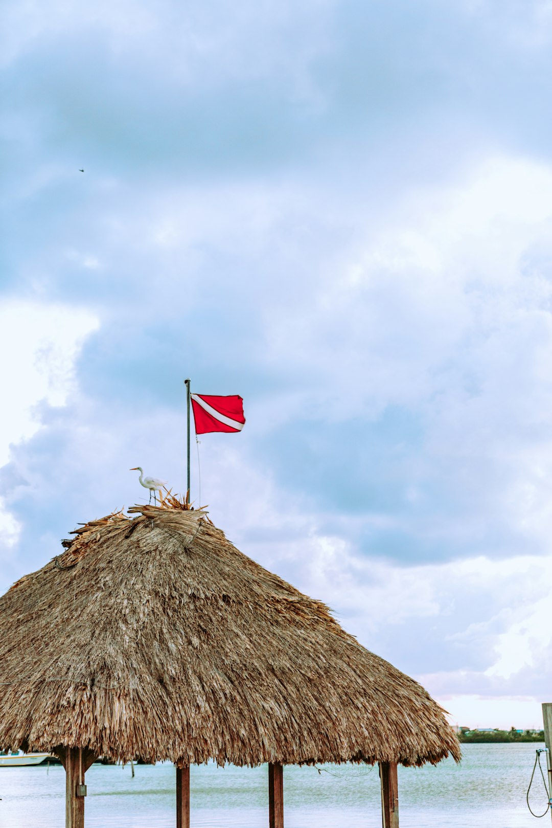 white and red flag on brown wooden post under white clouds and blue sky during daytime