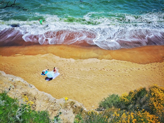 person in blue shirt sitting on rock near body of water during daytime in Loire-Atlantique France