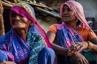 woman in purple and white sari dress