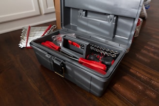 black and red tool box