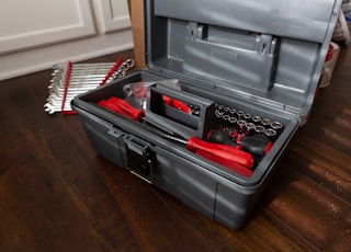black and red tool box