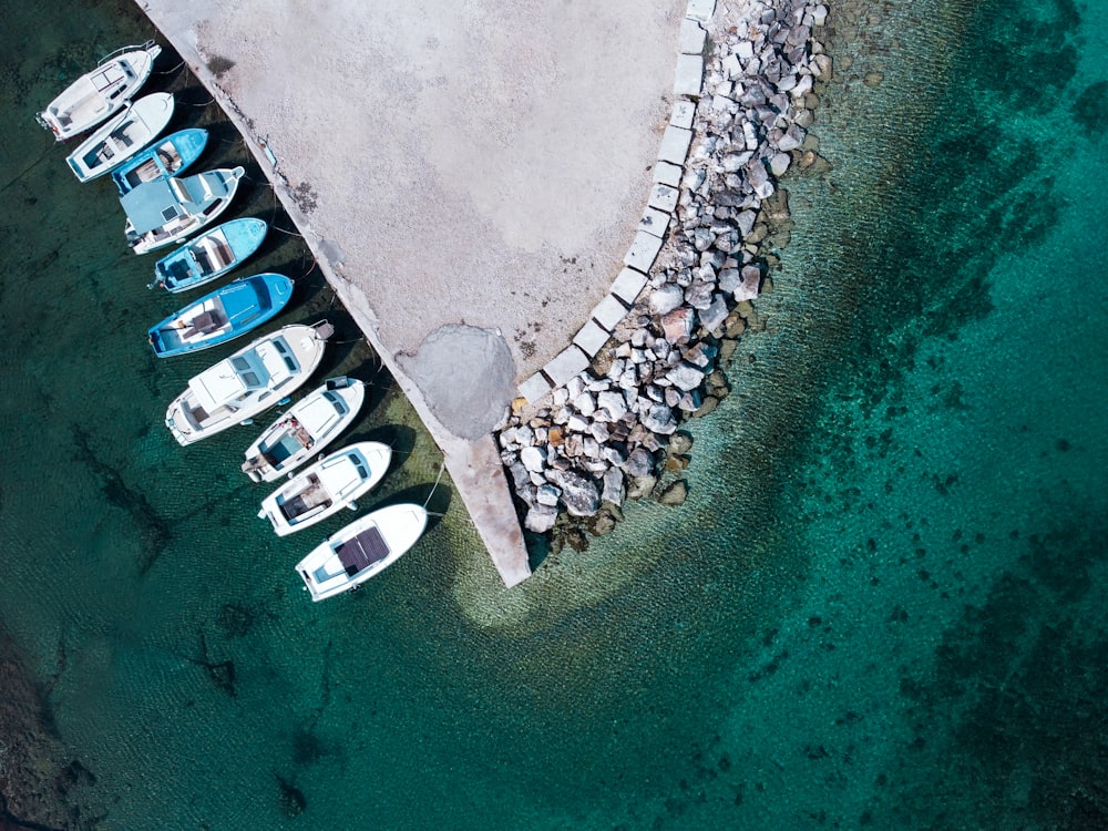 aerial view of white boat on sea during daytime