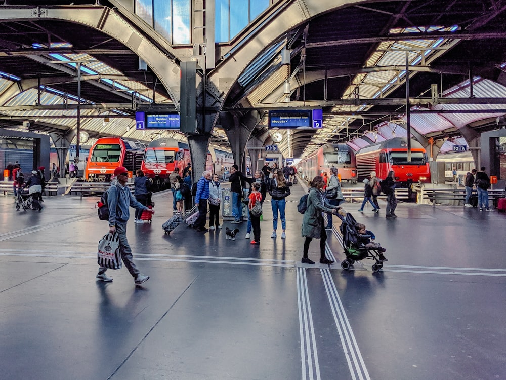 people in a train station