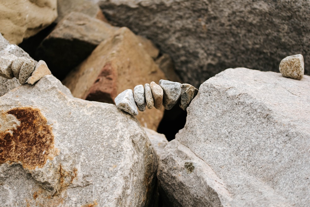 gray and white stone stack