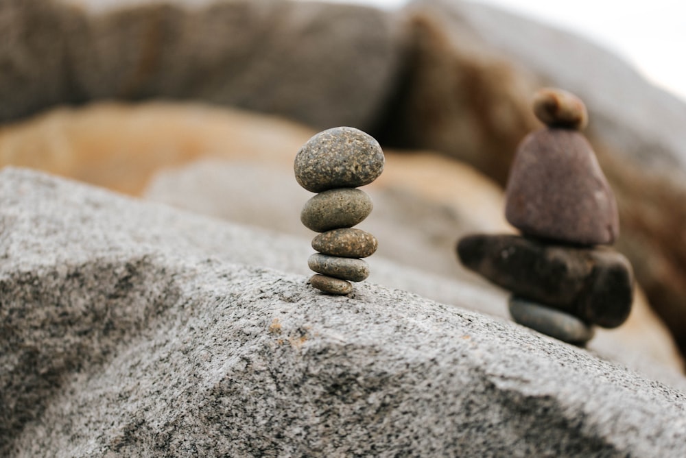 gray stone stack on gray rock