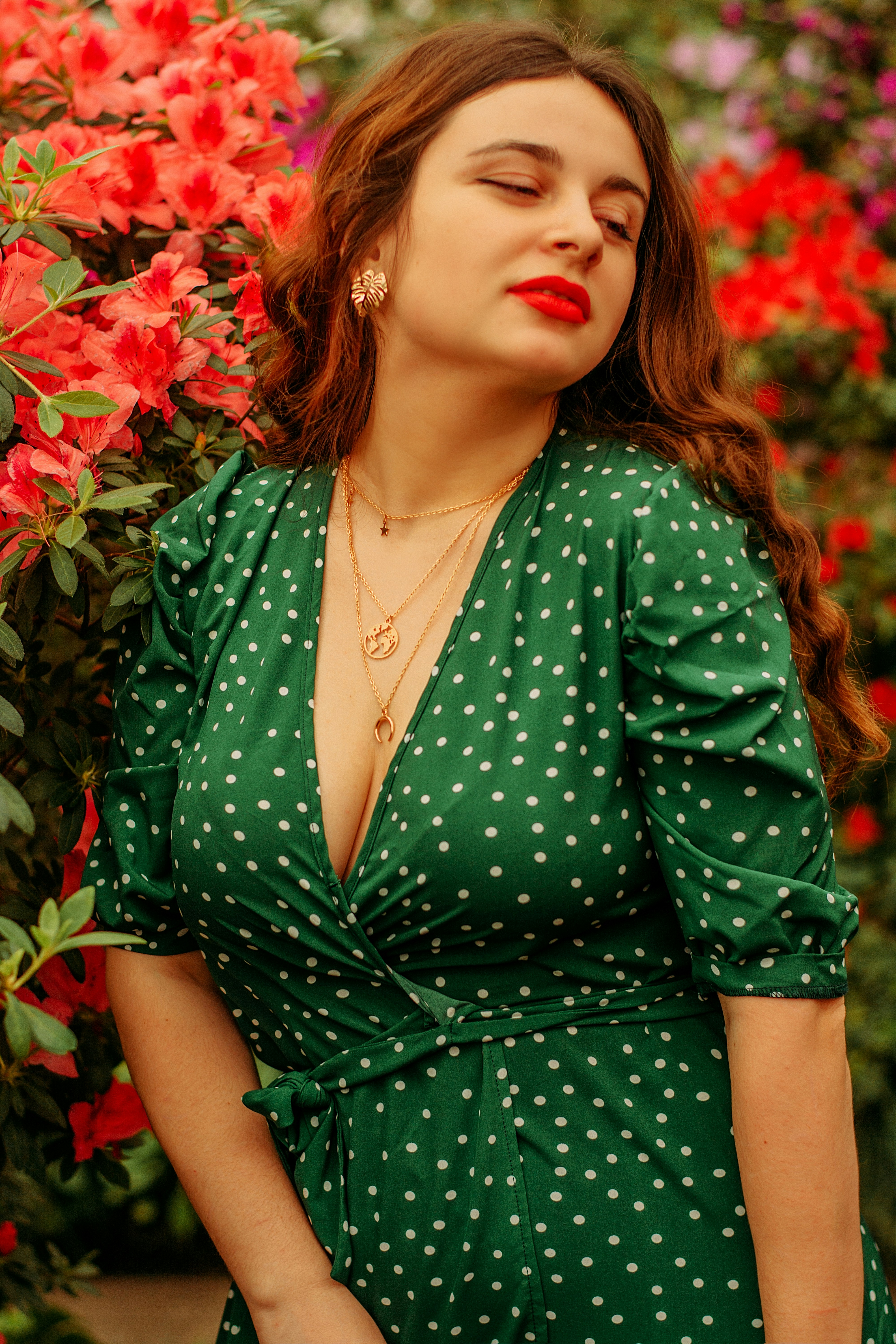 green dress with red flowers