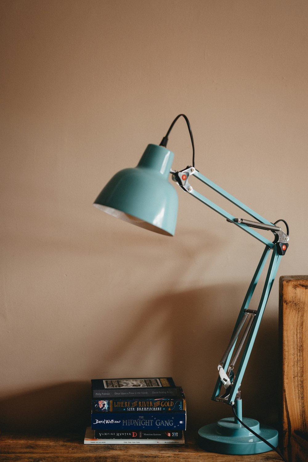 silver and white desk lamp