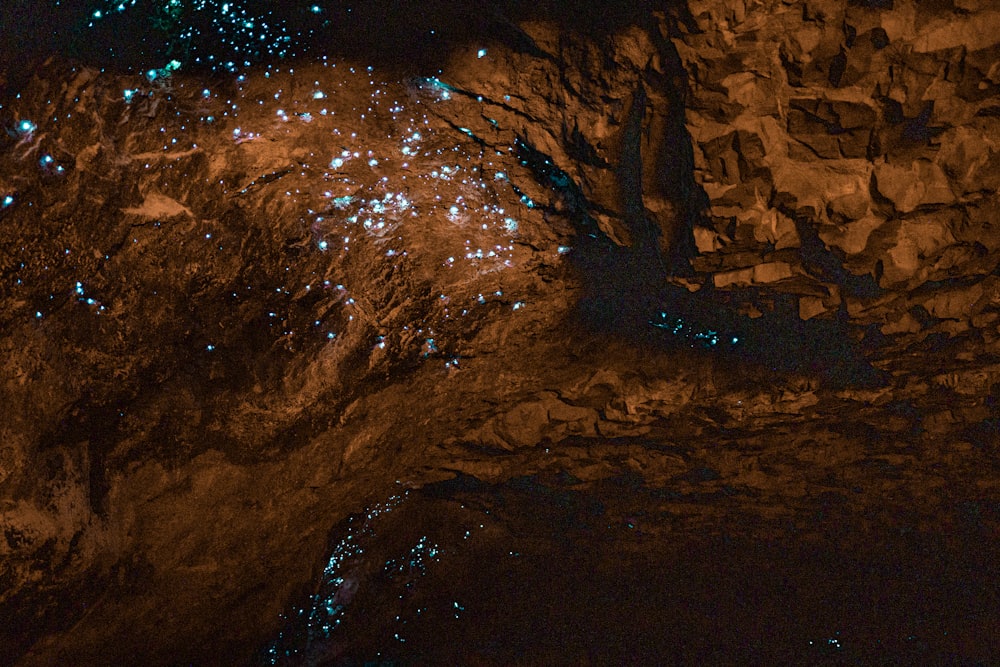 brown rock formation during night time