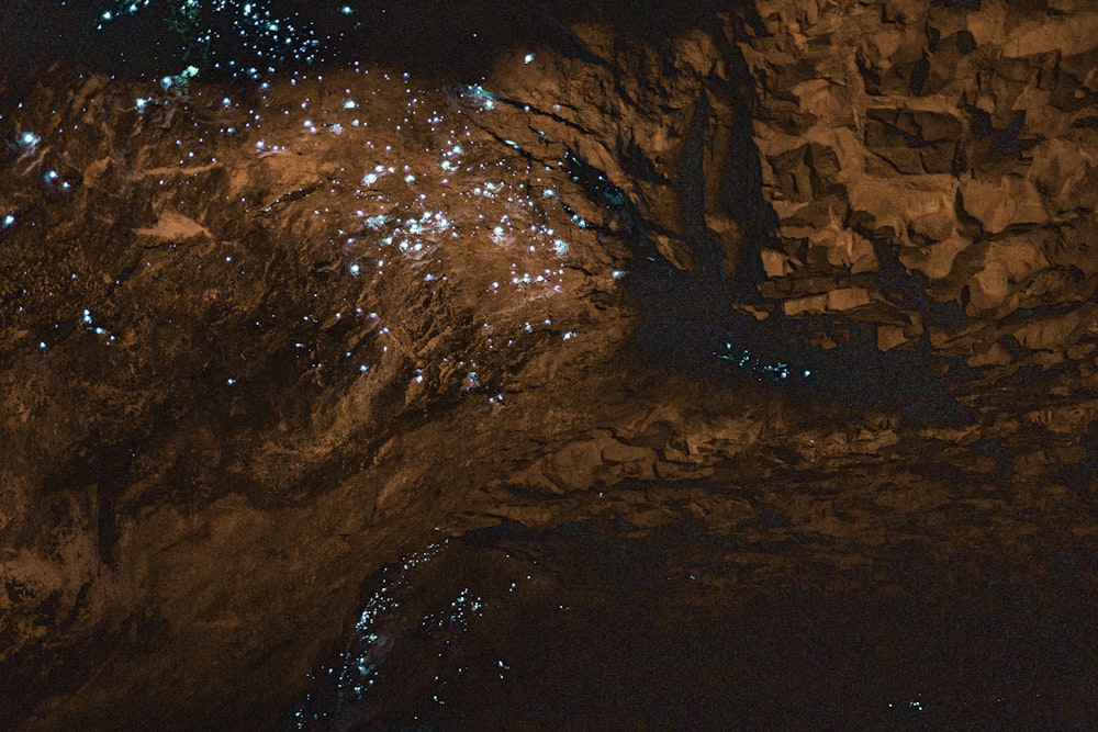 brown rock formation during night time