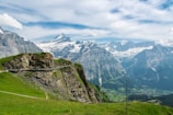 A breathtaking mountain landscape with a winding trail.