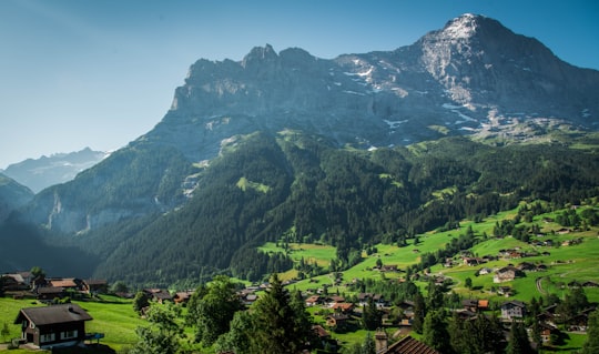 green and brown mountain under blue sky during daytime in Eiger Mountain Switzerland