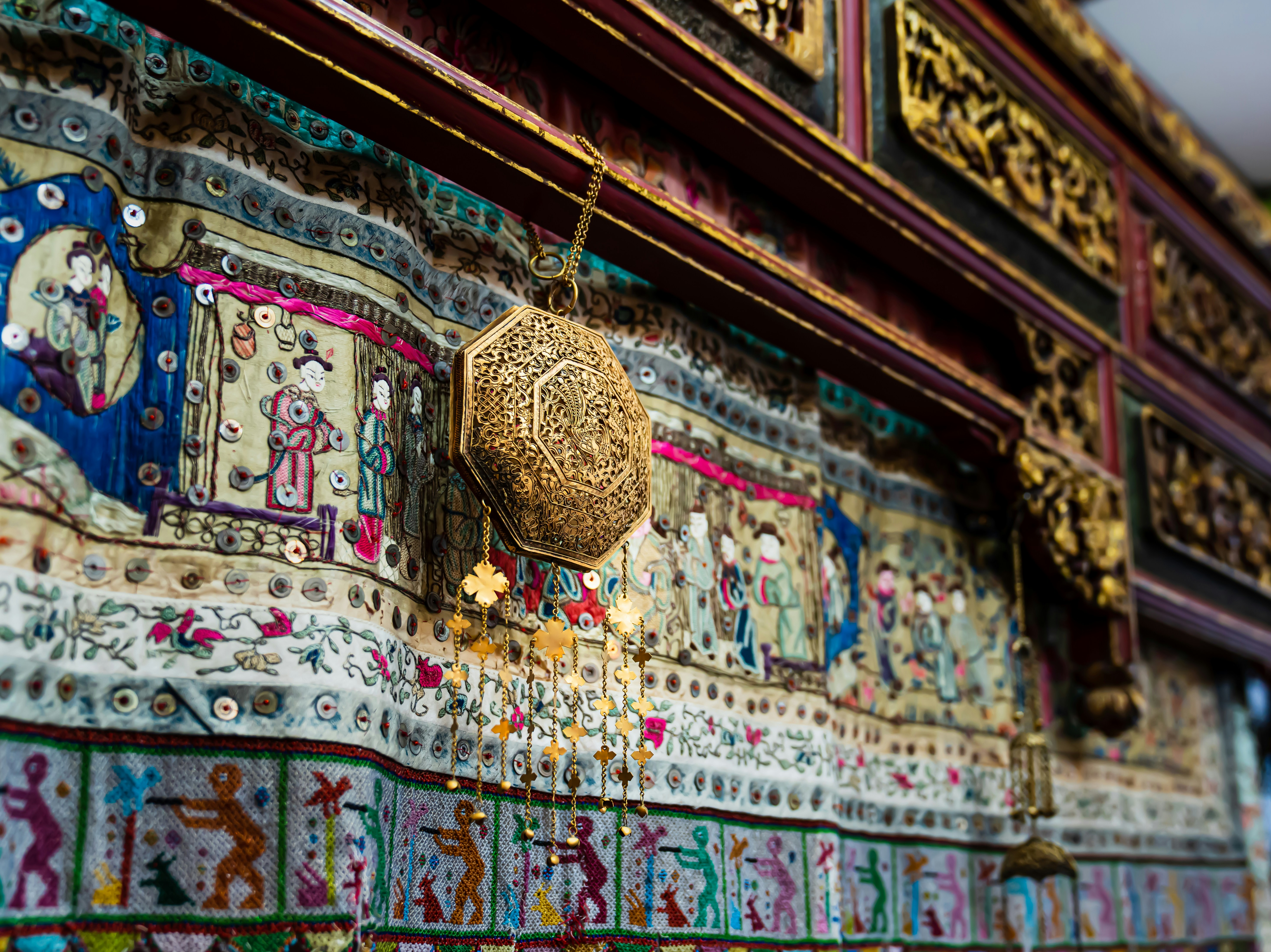 brown and black floral textile