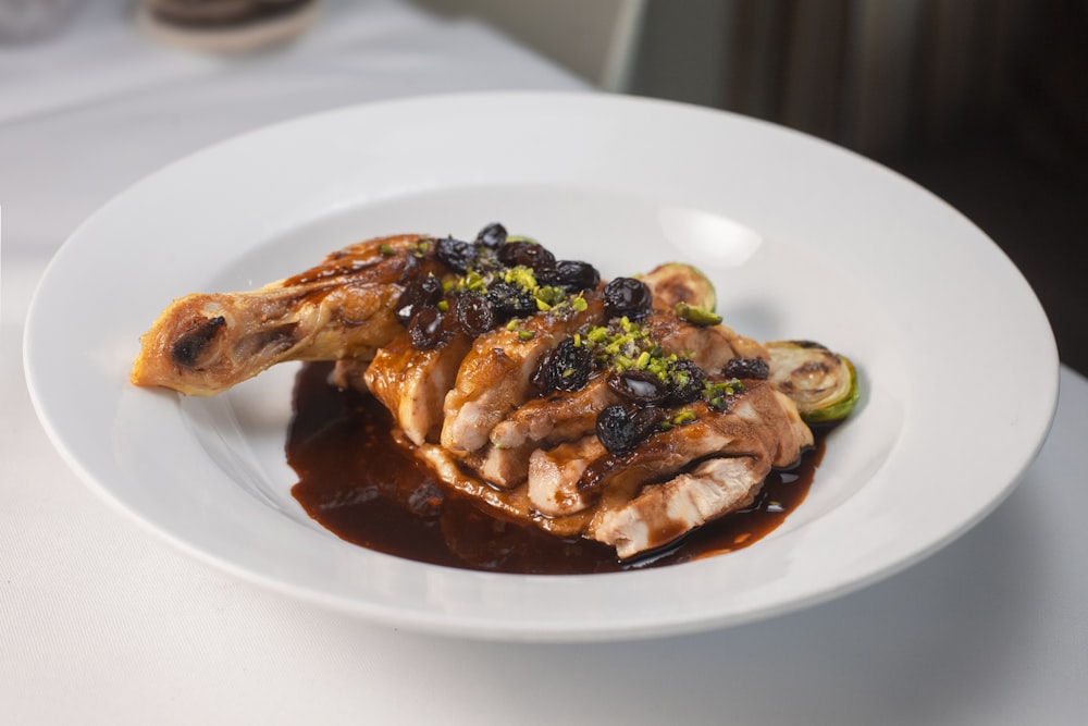 cooked food on white ceramic plate