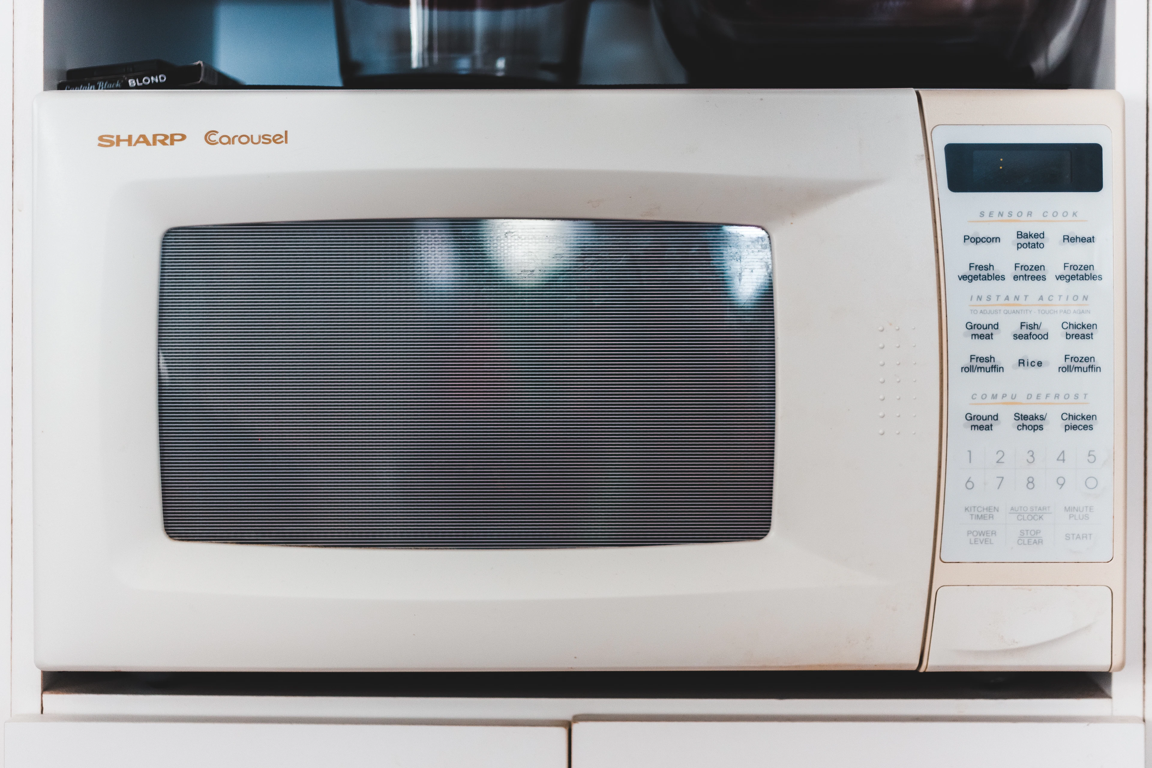 Microwave on a kitchen counter
