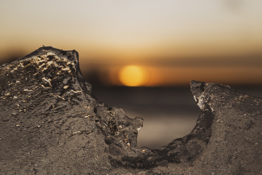 gray rock formation during sunset