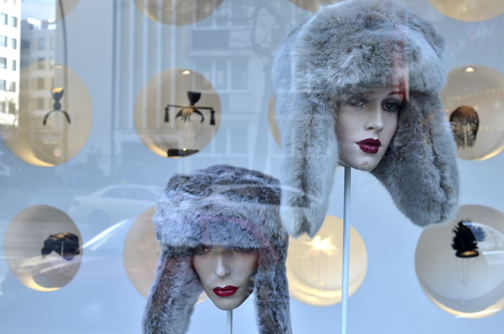 woman in gray fur coat