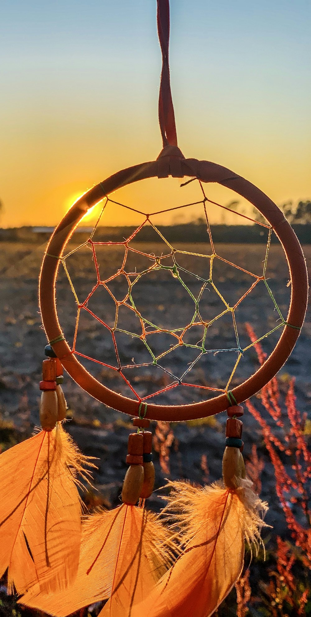 brown basketball hoop with net during sunset