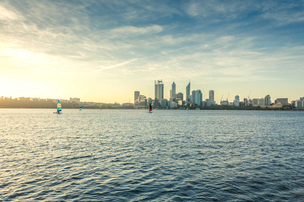 Perth skyline near the Swan River, Western Australia