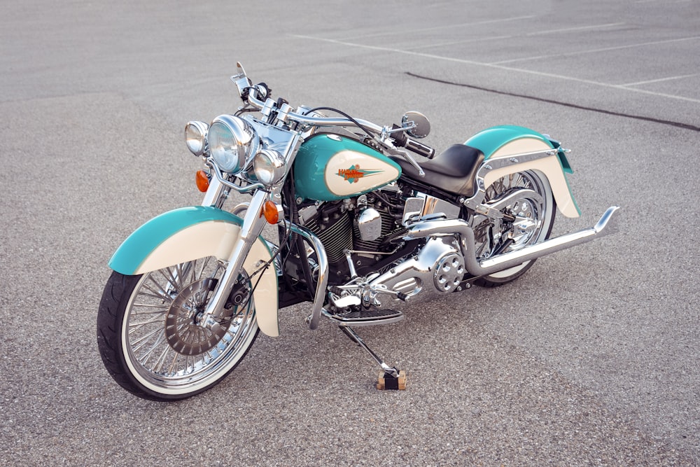 blue and black cruiser motorcycle