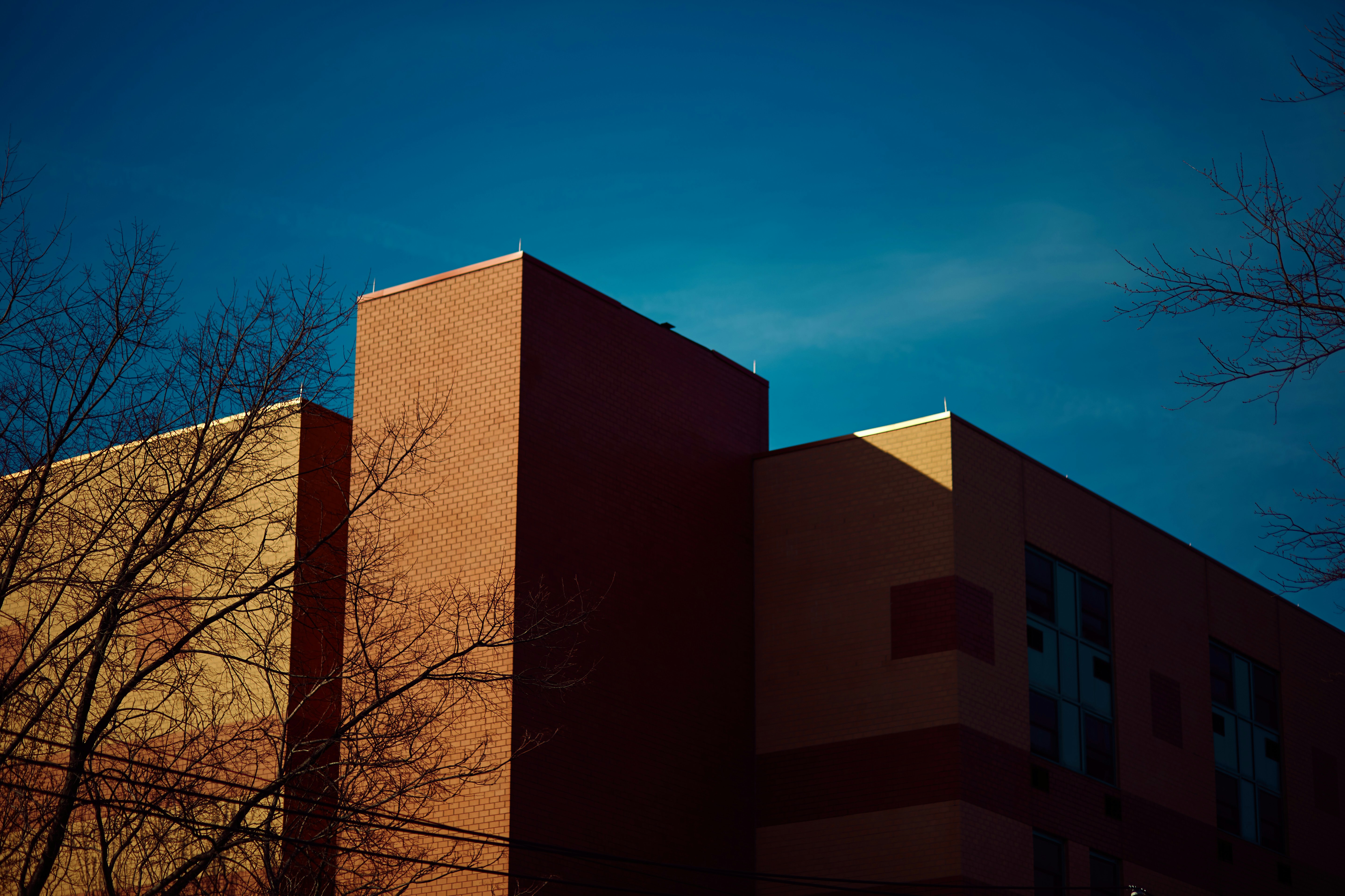 Modern building with a bright blue sky