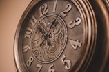 An ornate steampunk clock with intricate gears and designs.