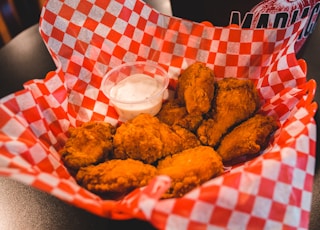 fried chicken on white ceramic plate