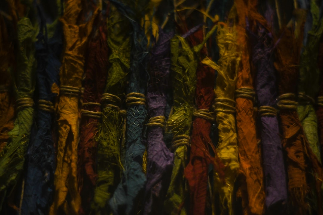 blue red and yellow textile