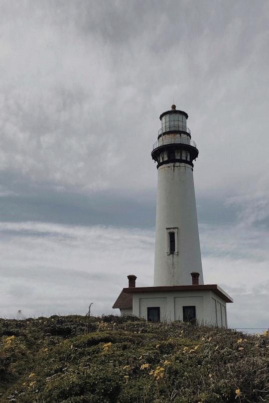 white and black lighthouse under white clouds during daytime in Pigeon Point Light Station State Historic Park United States
