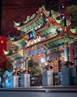 red green and yellow chinese lanterns