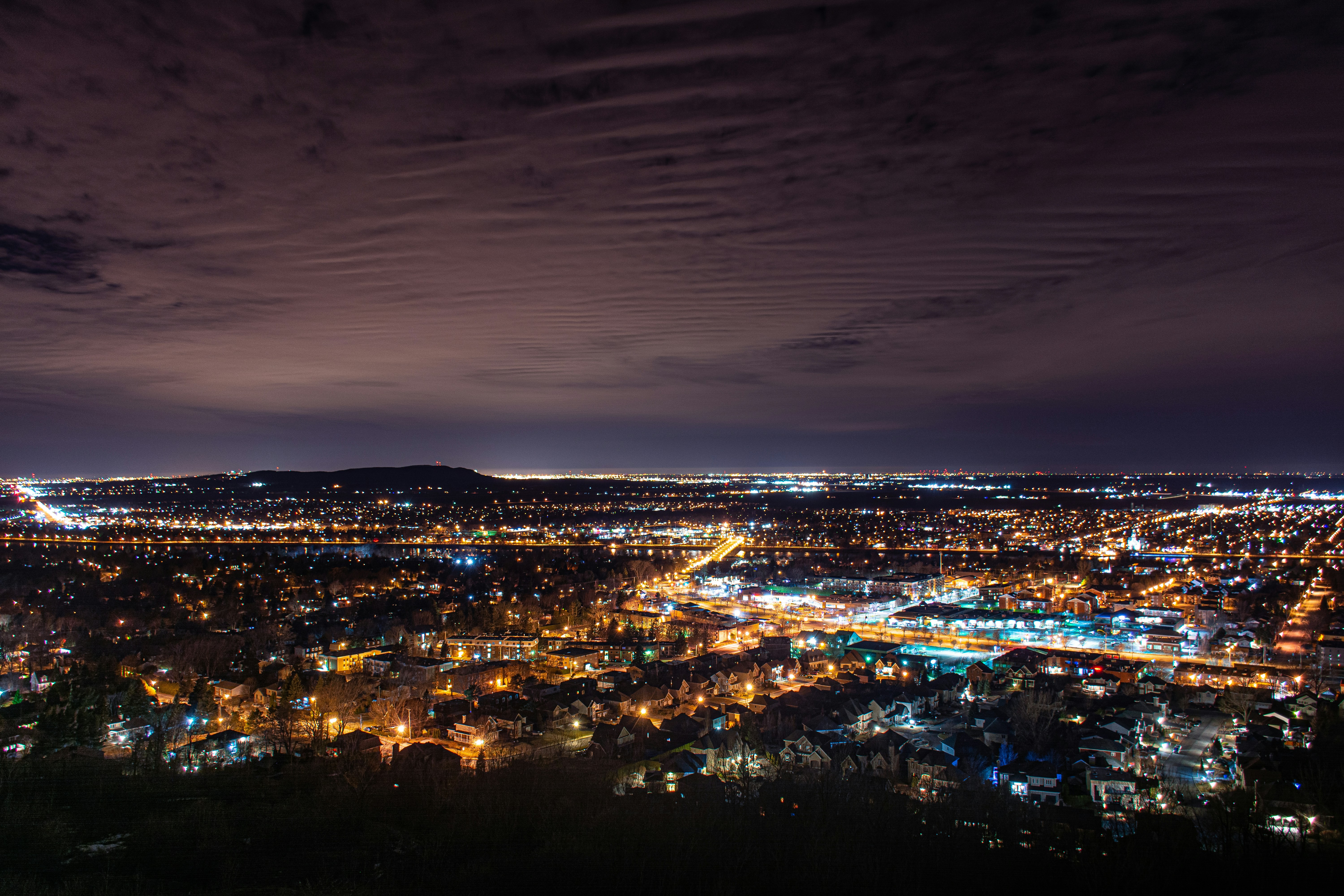 city lights during night time