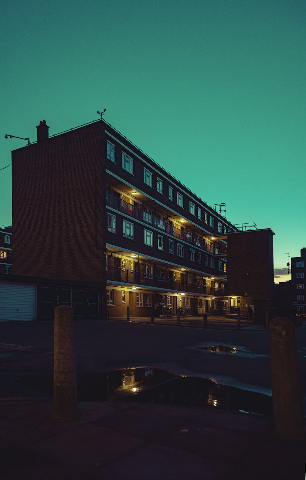 brown concrete building during night time