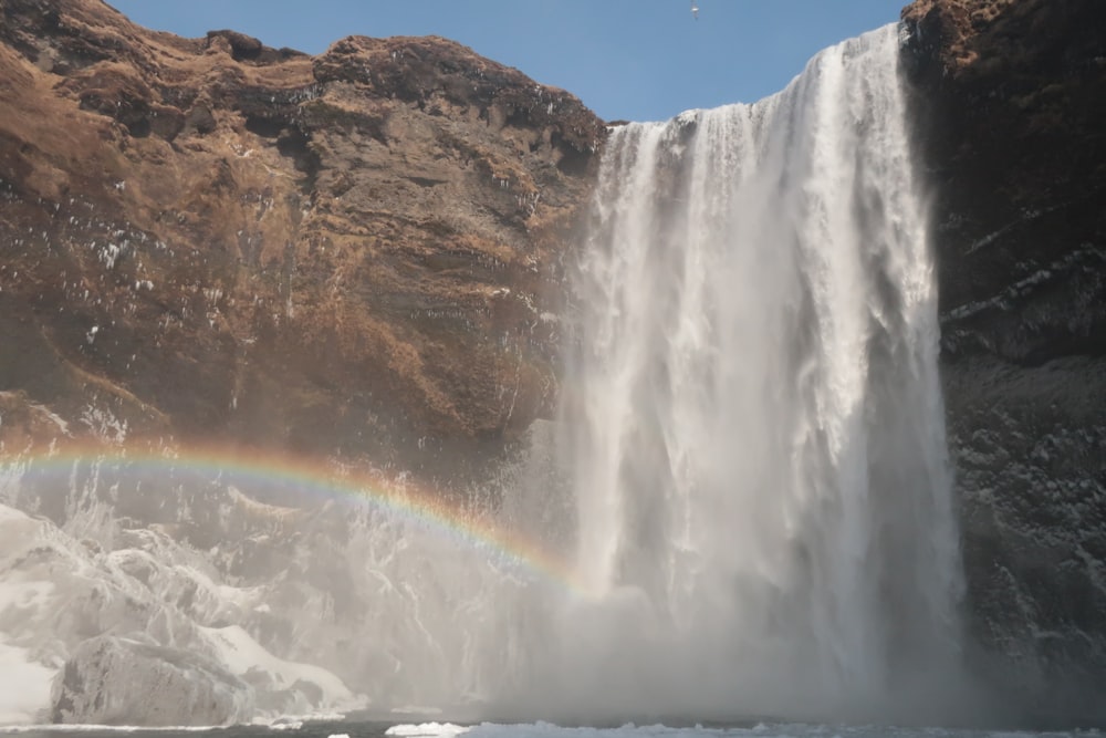 waterfalls under blue sky during daytime