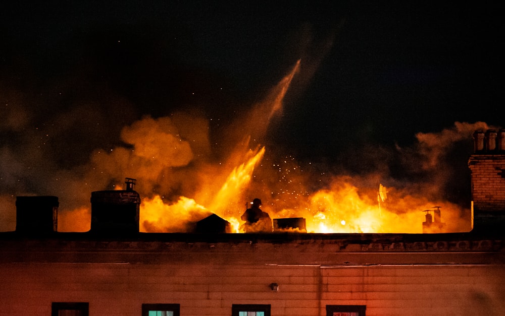 fire coming from a building