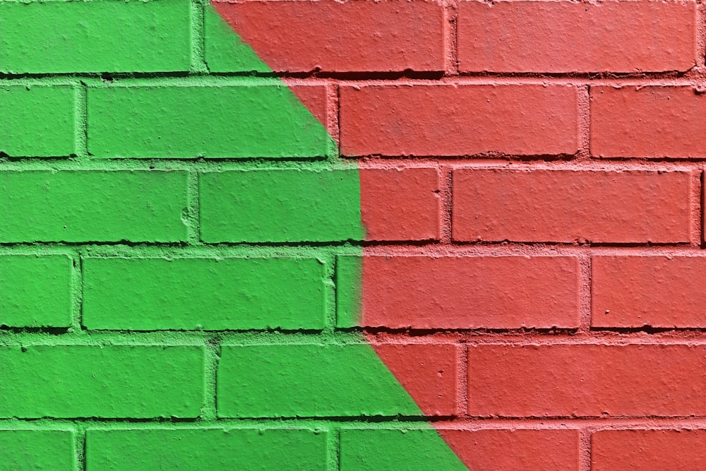 green and red brick wall