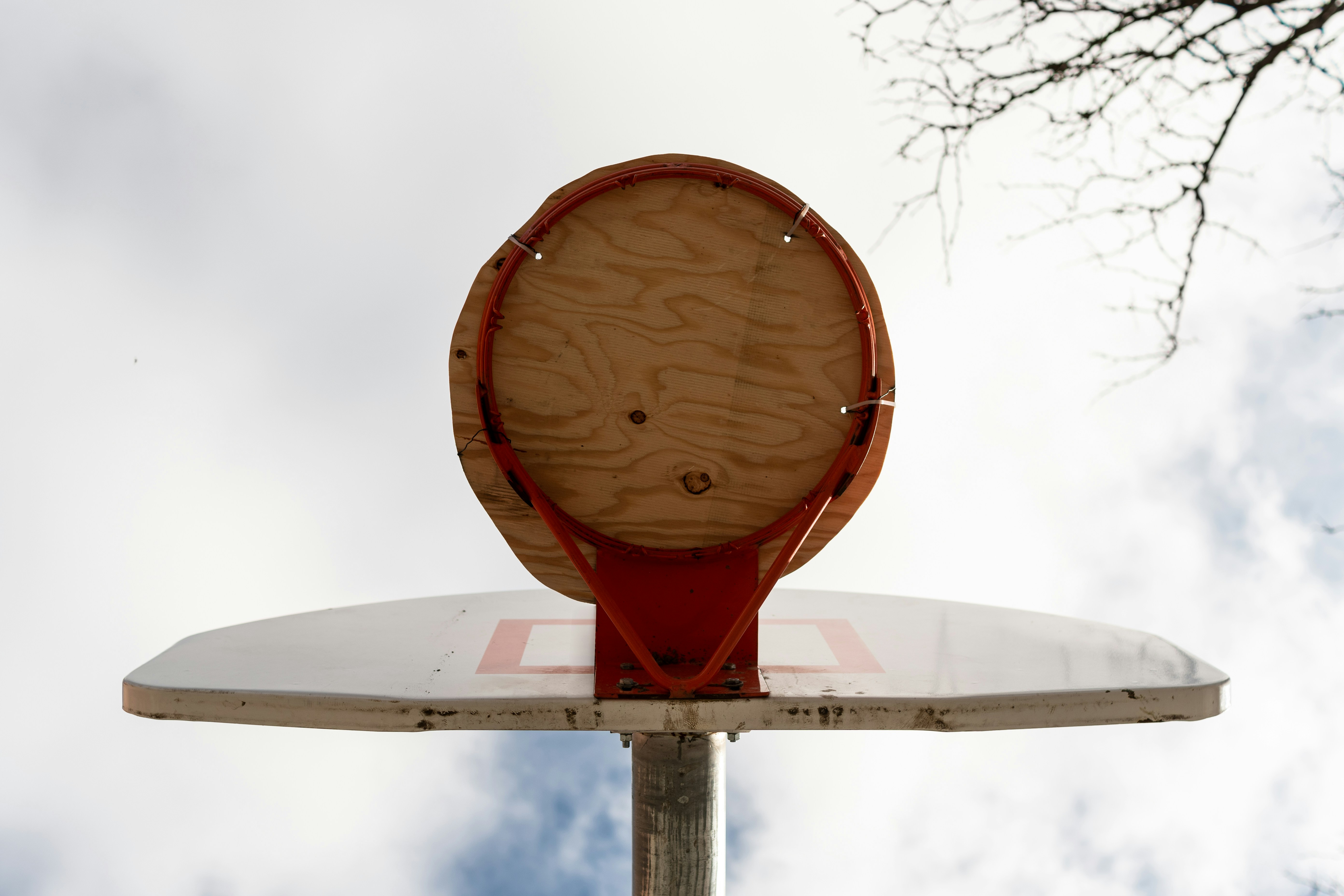 Boarded basketball hoop