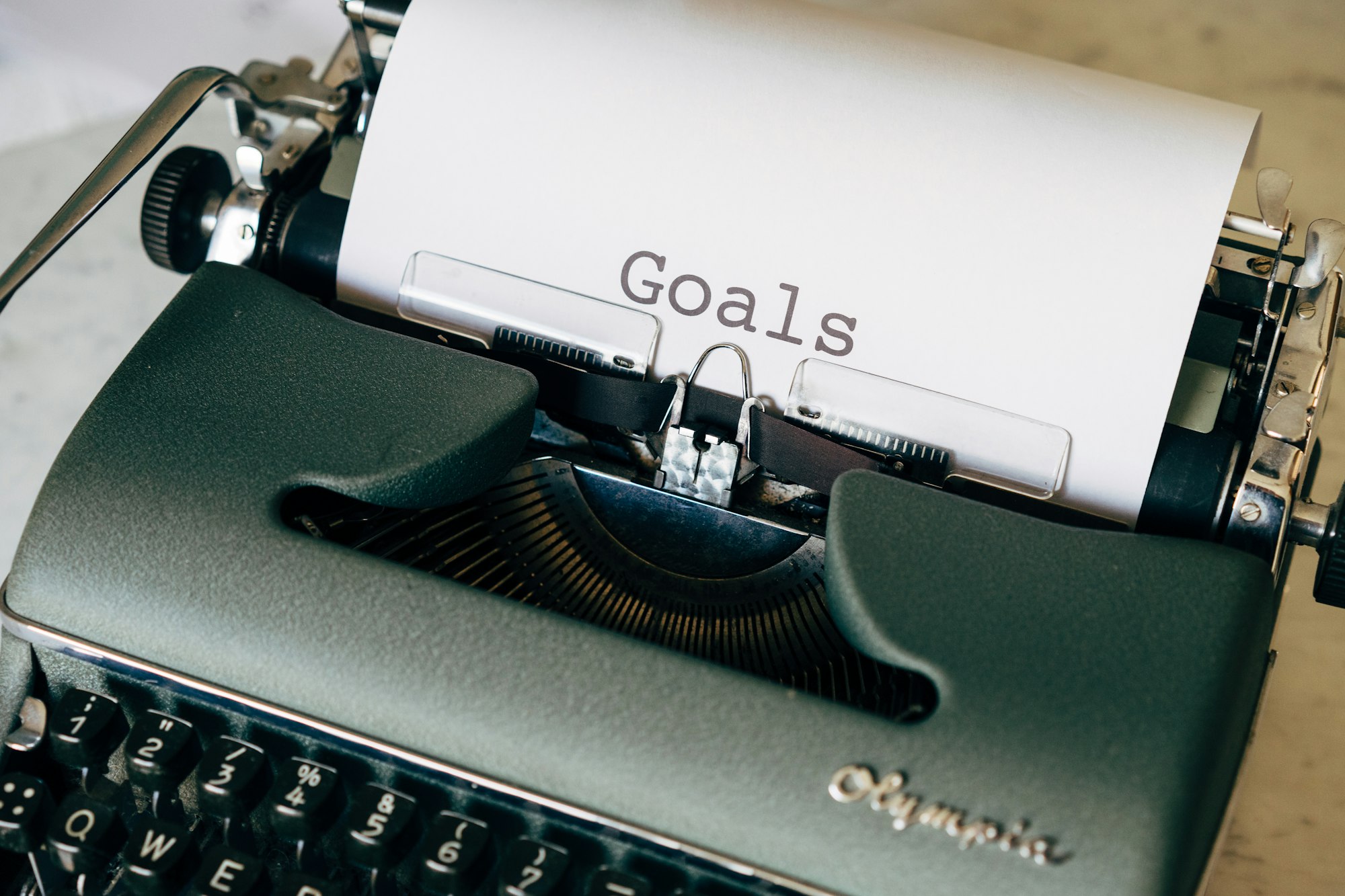 Typewriter with goals written