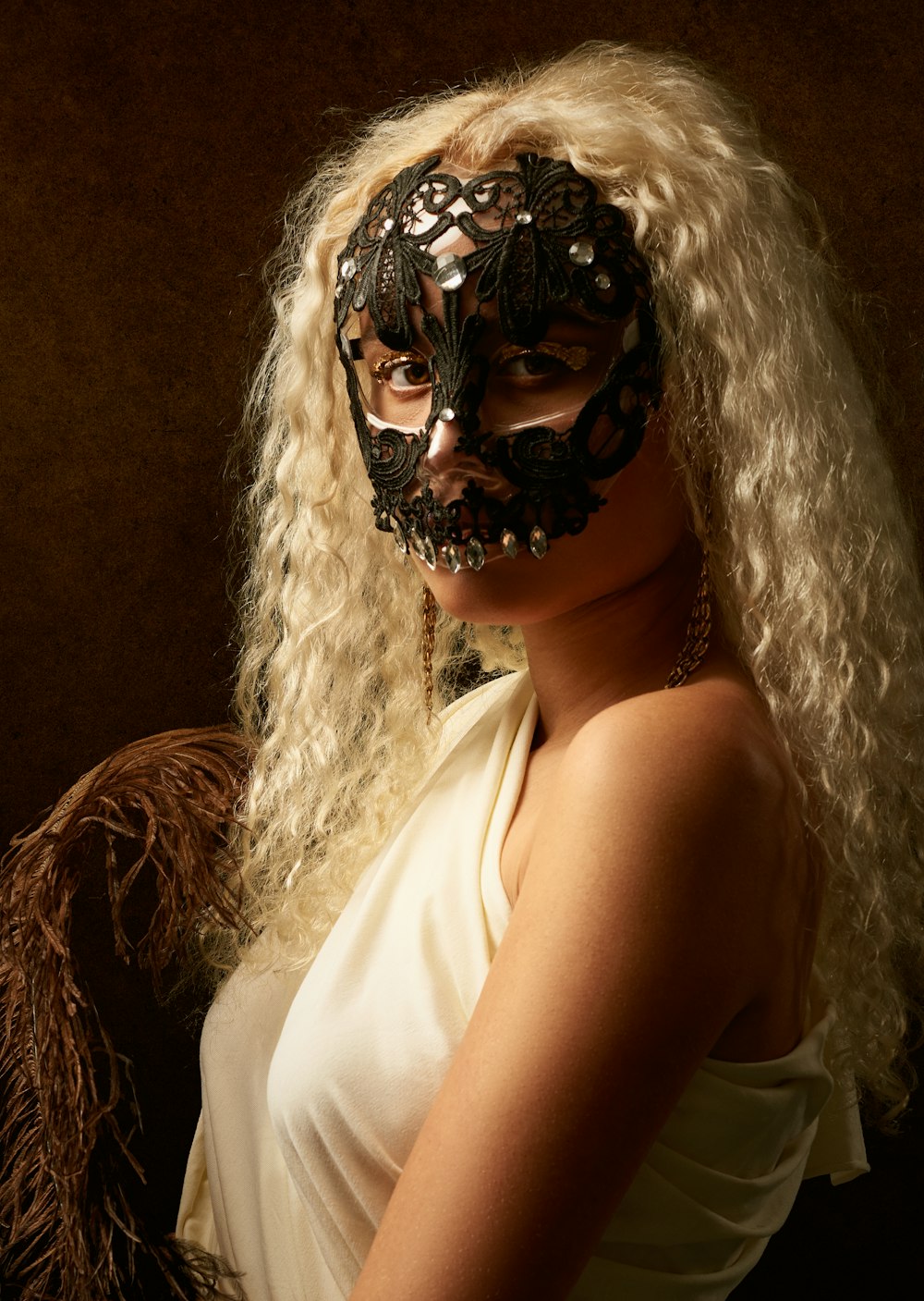 woman with white and black face paint