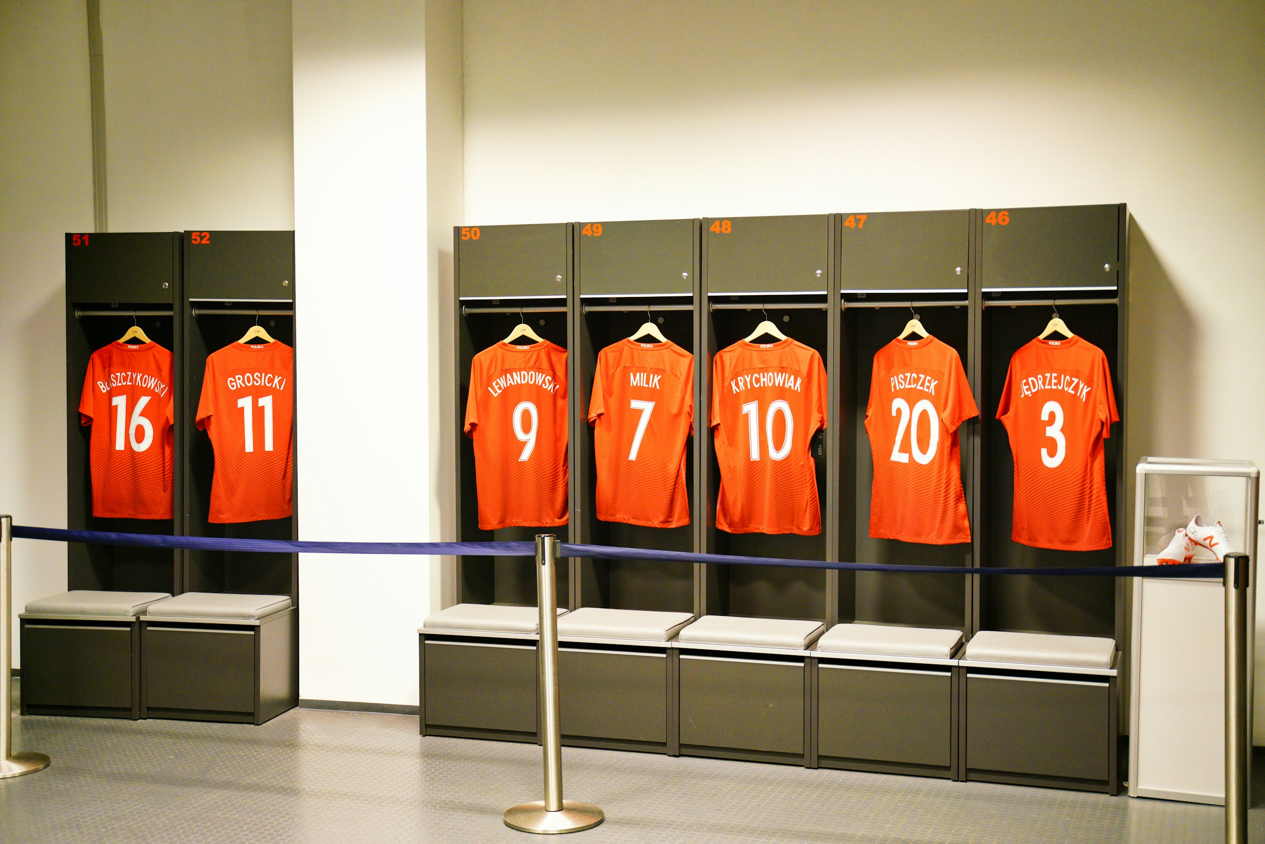 empty football dressing room kit