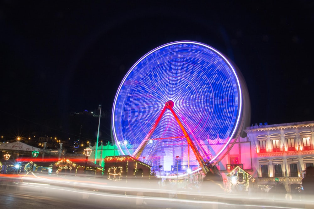 ferris wheel during night time