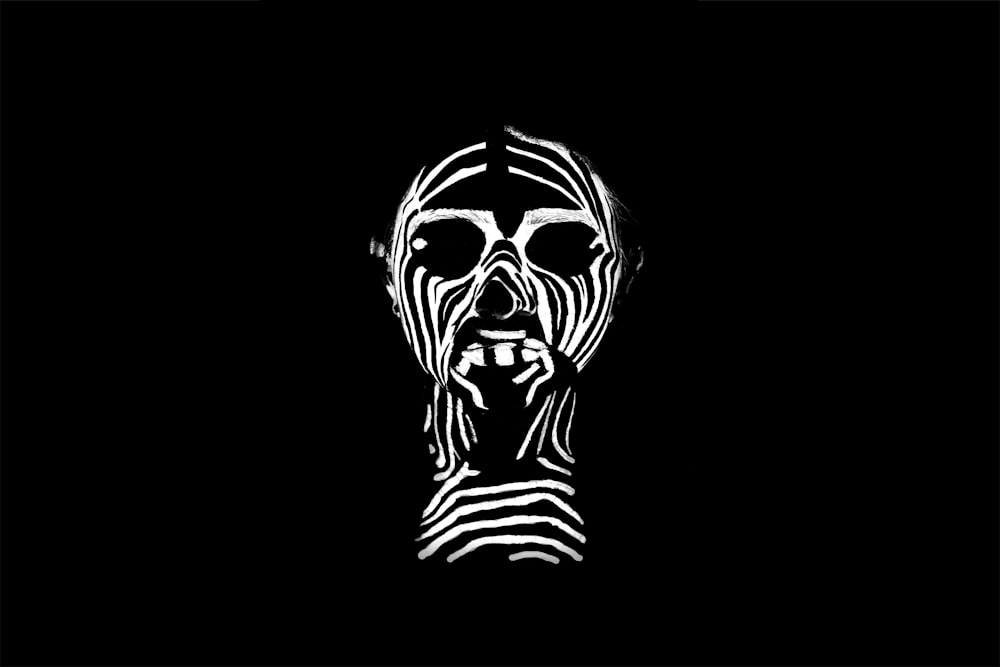 black and white zebra face illustration