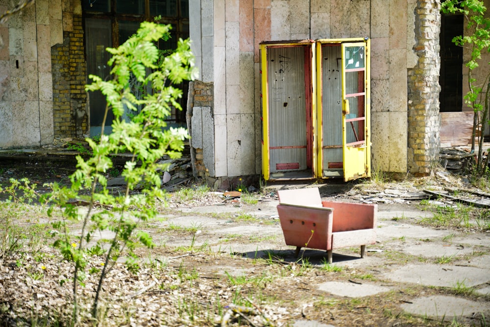 yellow and brown wooden door