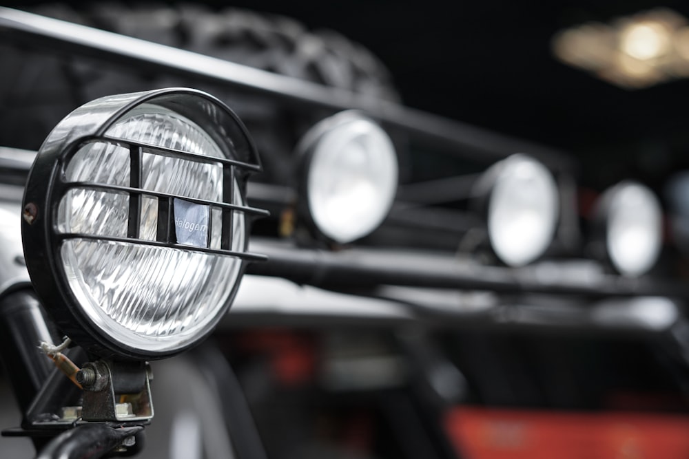 black and silver car headlight