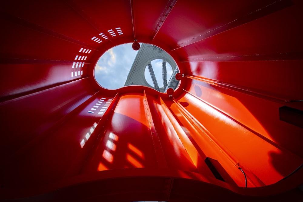 red and white ceiling lamp