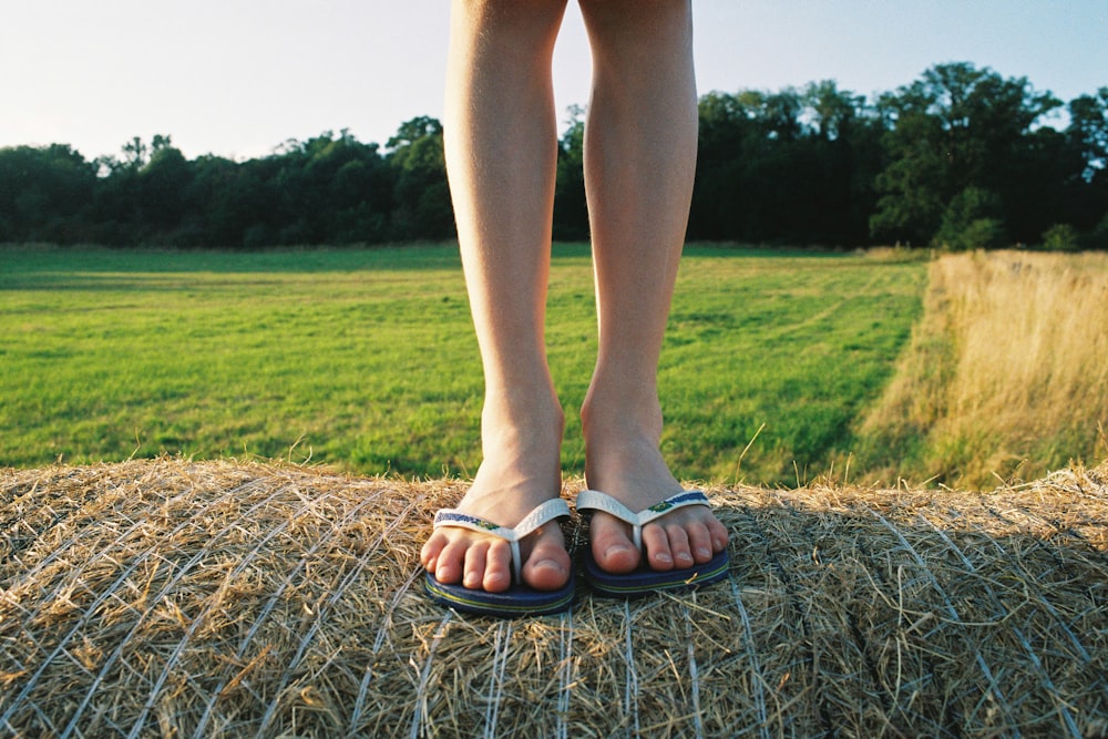 Foto Persona con chanclas negras de pie en un campo de hierba marrón  durante el día – Imagen Hertfordshire gratis en Unsplash