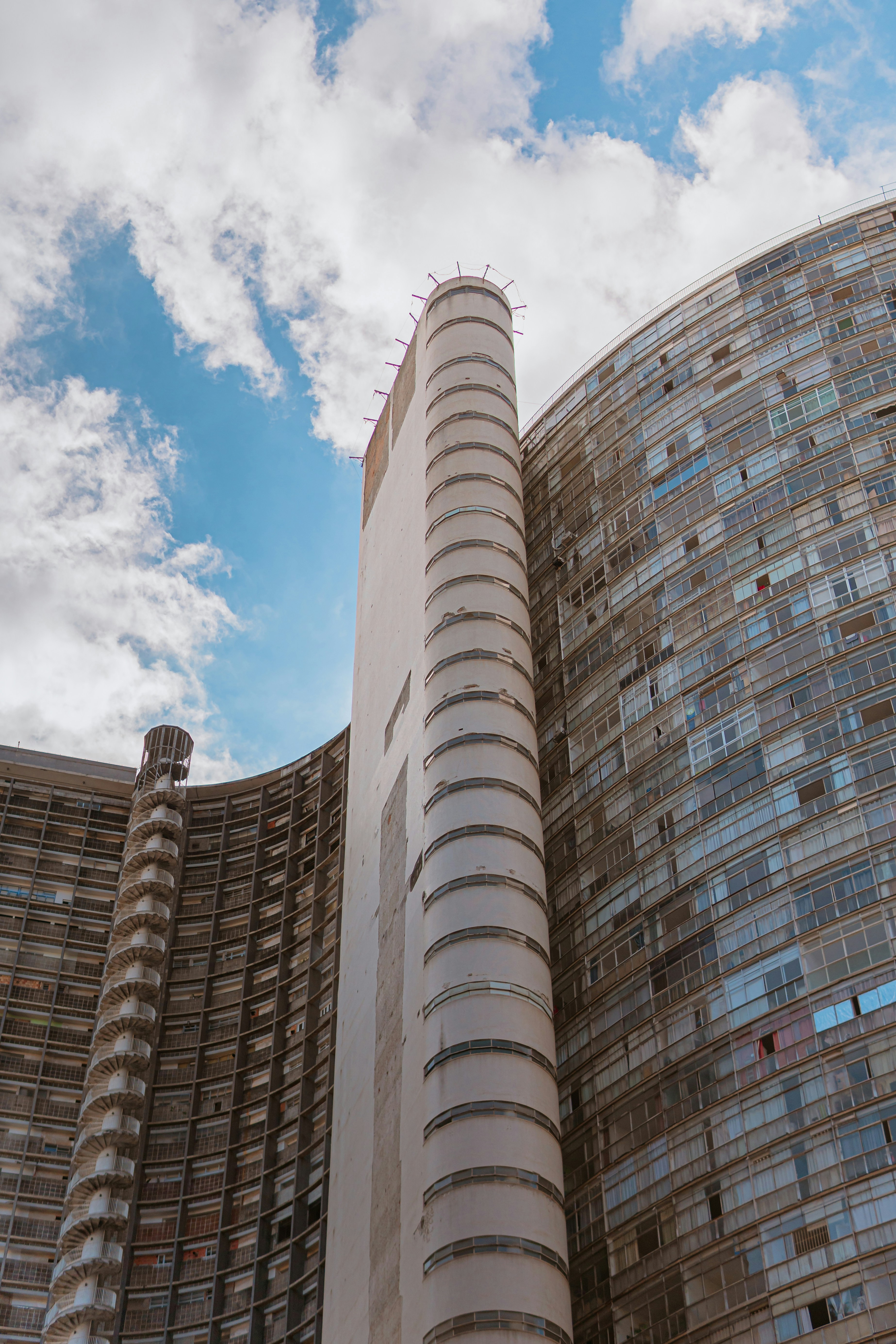 brown and blue concrete building