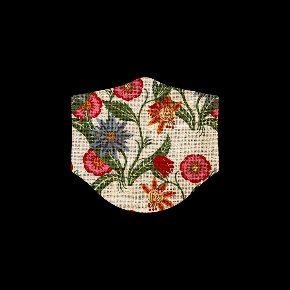 red and green floral textile