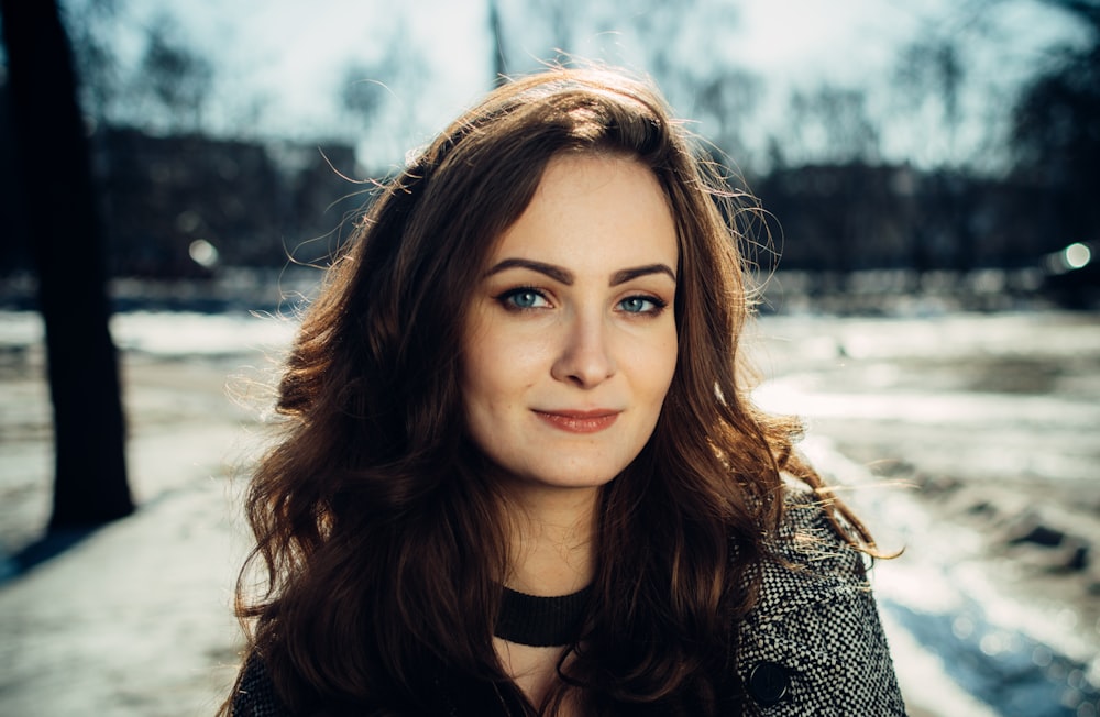 woman in black and white shirt