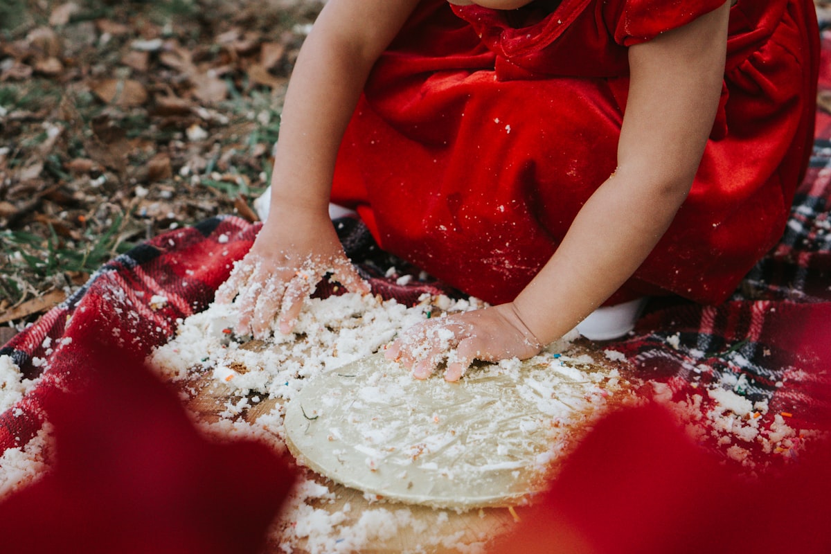 Baby exploring sensory play materials