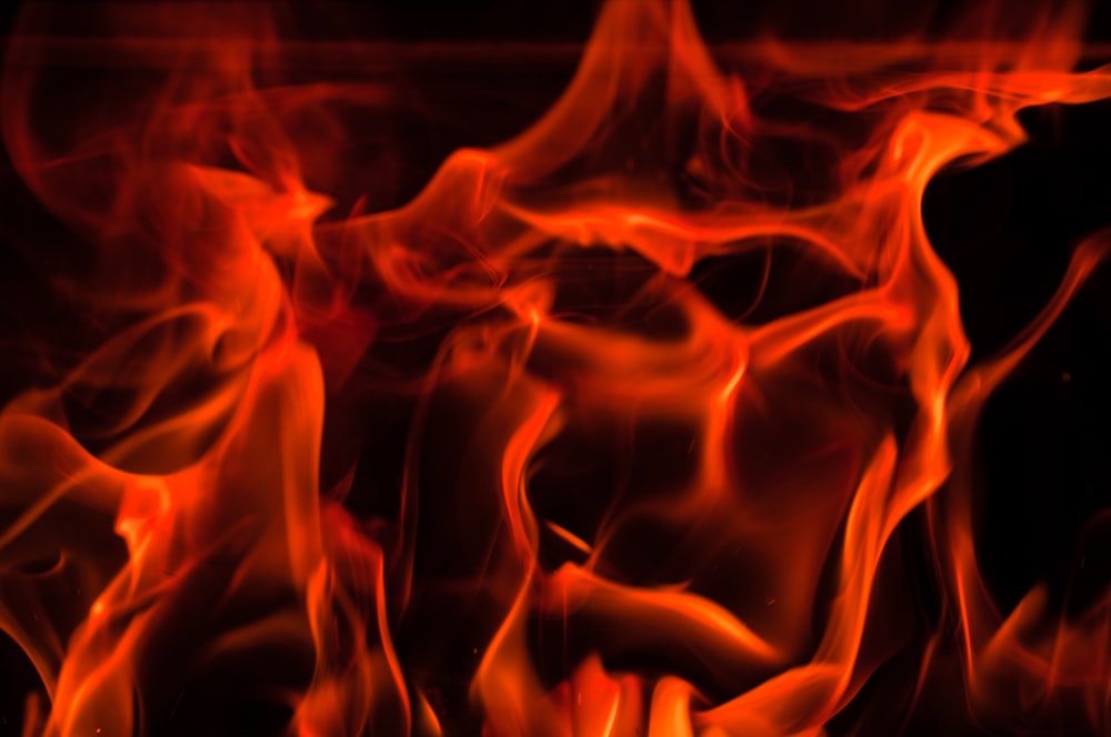 red fire in dark room