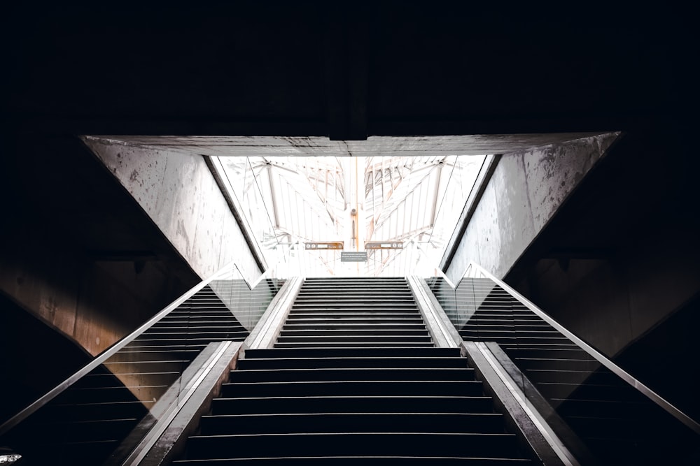 black and white concrete stairs